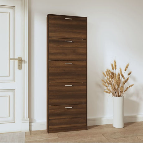 Armoire à chaussures Vidaxl 59x17x169 cm Couleur de chêne brun en bois propriété