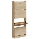 Armoire à chaussures Vidaxl 59x17x150 cm chêne en bois de bois de couleur
