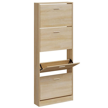 Armoire à chaussures Vidaxl 59x17x150 cm chêne en bois de bois de couleur