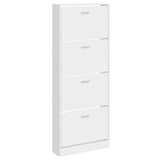Armoire à chaussures Vidaxl 59x17x150 cm bois transformé haut brillant blanc
