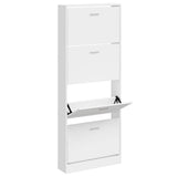 Armoire à chaussures Vidaxl 59x17x150 cm bois transformé haut brillant blanc