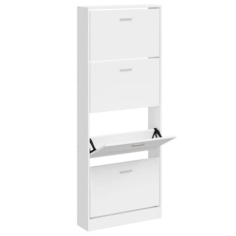 Armoire à chaussures Vidaxl 59x17x150 cm bois transformé haut brillant blanc