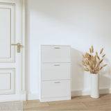 Armoire à chaussures Vidaxl 59x17x108 cm en bois de bois haute brillant blanc