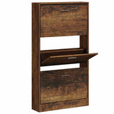 Armoire à chaussures Vidaxl 59x17x108 cm en bois de bois de chêne fumé coloré