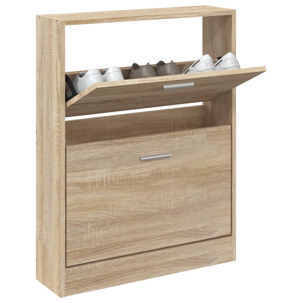 Vidaxl Cabinet da scarpe 59x17x81 cm Oak in legno trasformato