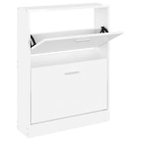 Vidaxl Cabinet da scarpe 59x17x81 cm Bianco lucido in legno trasformato