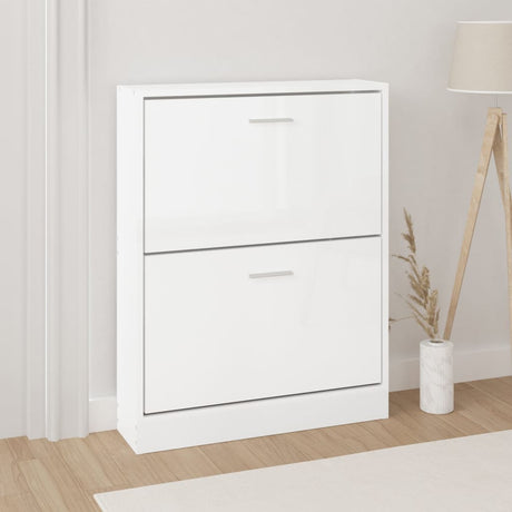 Armoire à chaussures vidaxl 59x17x81 cm en bois de bois haut blanc