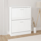 Vidaxl Cabinet da scarpe 59x17x81 cm Bianco lucido in legno trasformato