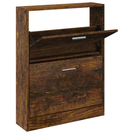 Armoire à chaussures Vidaxl 59x17x81 cm en bois de bois de chêne fumé coloré