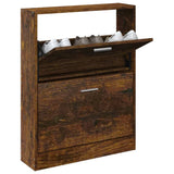 Armoire à chaussures Vidaxl 59x17x81 cm en bois de bois de chêne fumé coloré