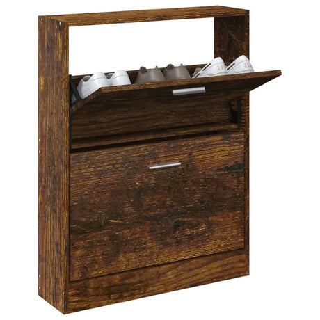 Armoire à chaussures Vidaxl 59x17x81 cm en bois de bois de chêne fumé coloré