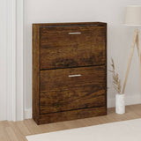 Armoire à chaussures Vidaxl 59x17x81 cm en bois de bois de chêne fumé coloré