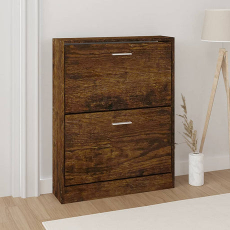 Armoire à chaussures Vidaxl 59x17x81 cm en bois de bois de chêne fumé coloré