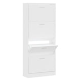 VidaXL Shoe cabinet 63x24x147 cm Processed Wood White