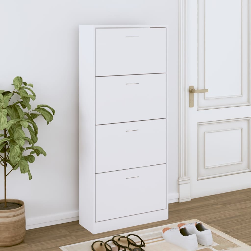 VidaXL Shoe cabinet 63x24x147 cm Processed Wood White