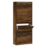 Armoire à chaussures Vidaxl 63x24x147 cm en bois de bois de bois fumé coloré