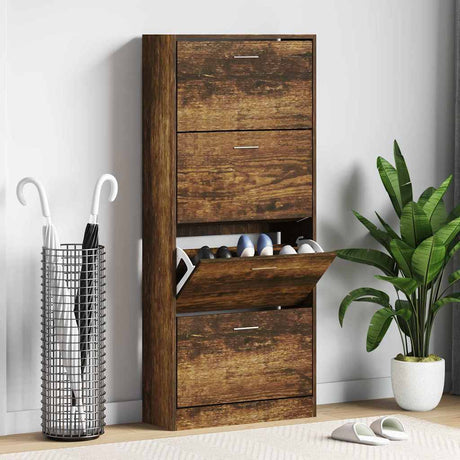 Vidaxx armoire à chaussures 63x24x147 cm bois traité, chêne fumé