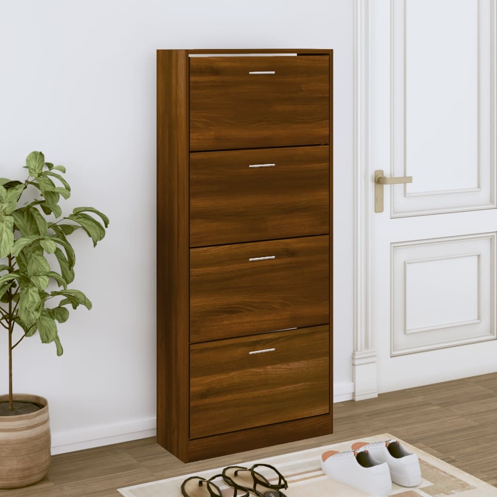 Armoire à chaussures Vidaxl 63x24x147 cm Couleur de chêne brun en bois coupé