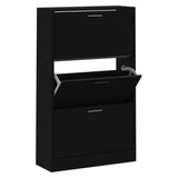 Armoire à chaussures Vidaxl 63x24x103 cm Bois transformé noir