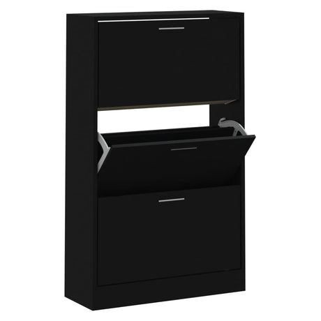 Armoire à chaussures Vidaxl 63x24x103 cm Bois transformé noir