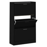 VidaXL Shoe cabinet 63x24x103 cm Processed Wood Black