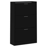 Armoire à chaussures Vidaxl 63x24x103 cm Bois transformé noir