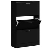 Armoire à chaussures Vidaxl 63x24x103 cm Bois transformé noir