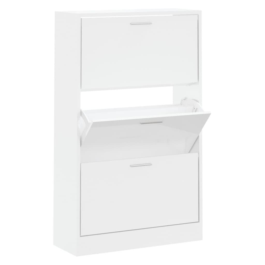 Vidaxl Shoe Cabinet 63x24x103 cm Forarbejdet træ Højglans hvid