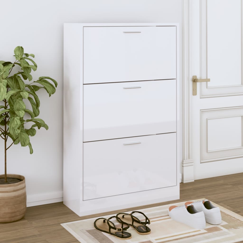 Vidaxl Cabinet da scarpe 63x24x103 cm Bianco di legno trasformato in legno