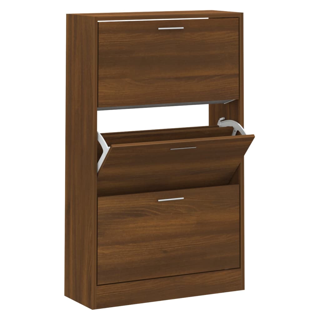 Armoire à chaussures Vidaxl 63x24x103 cm Couleur de chêne brun en bois propriété