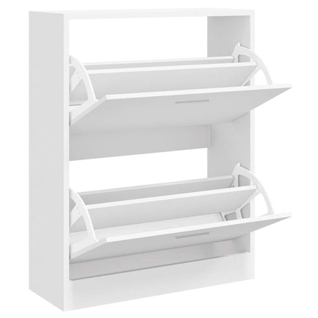 Armoire à chaussures vidaxl 63x24x81 cm en bois de bois haut blanc