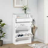 Armoire à chaussures Vidaxl 63x24x104 cm bois transformé haut brillant blanc