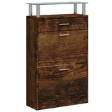 Armoire à chaussures vidaxl 63x24x104 cm en bois transformé en bois de chêne fumé coloré