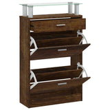 VidaXL shoe cabinet 63x24x104 cm processed wood smoked oak colored