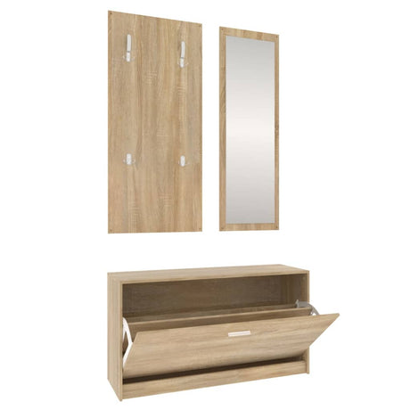 Ensemble d'armoire à chaussures Vidaxl 3-en-1 en bois édité sonoma colored