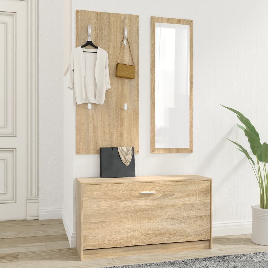Ensemble d'armoire à chaussures Vidaxl 3-en-1 en bois édité sonoma colored