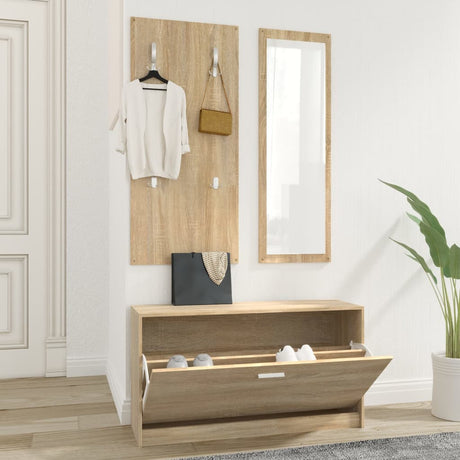 Ensemble d'armoire à chaussures Vidaxl 3-en-1 en bois édité sonoma colored