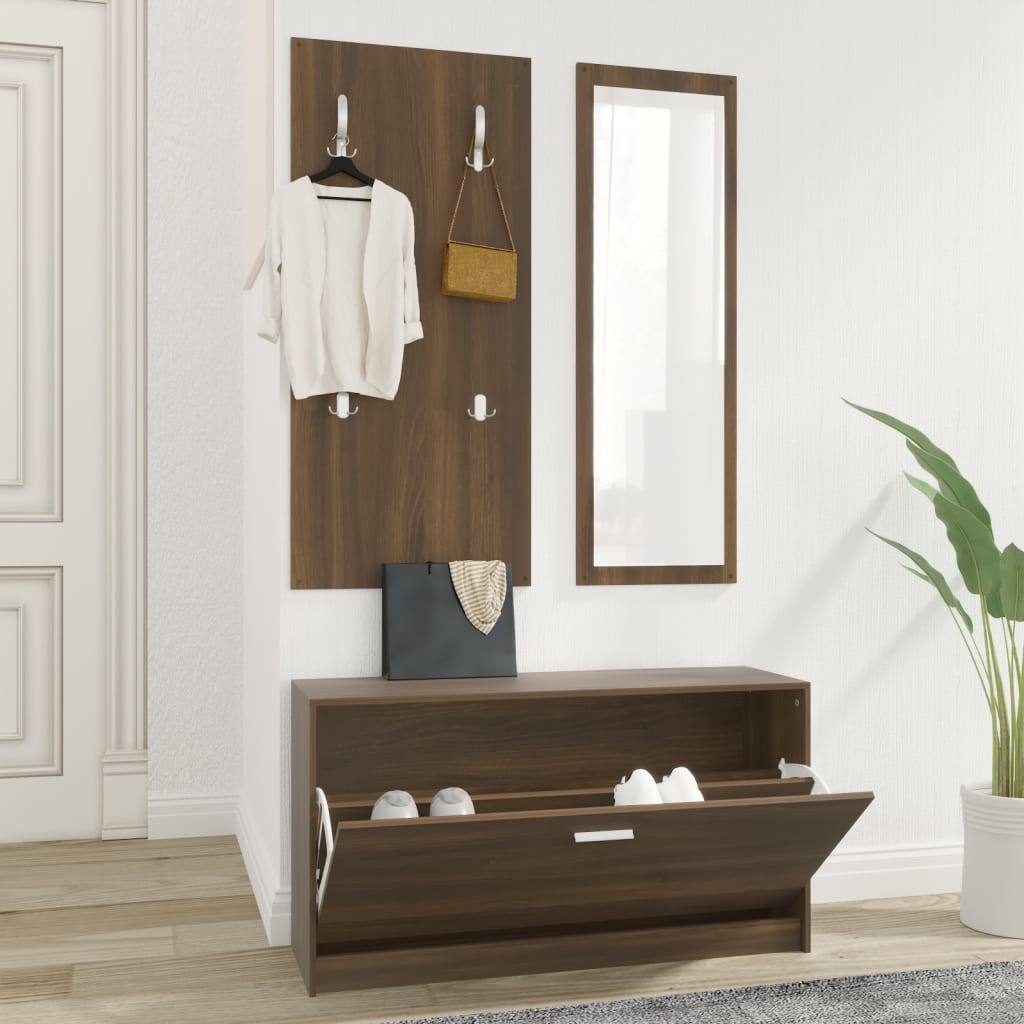 Ensemble d'armoires à chaussures Vidaxl 3-en-1 Browniken en bois édité