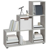 Vidaxl boekenkast trapvormig 107 cm bewerkt hout betongrijs