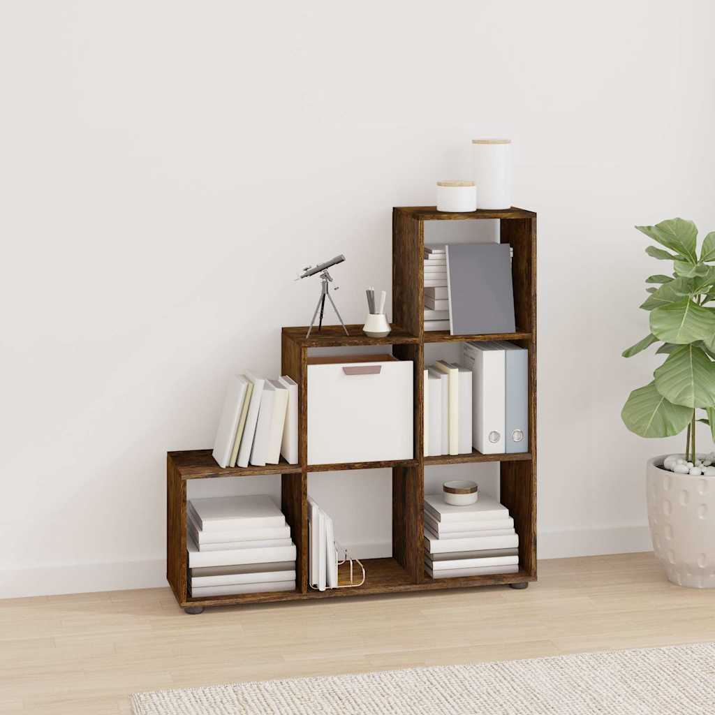 Vidaxl boekenkast trapvormig 107 cm bewerkt hout gerookt eikenkleurig
