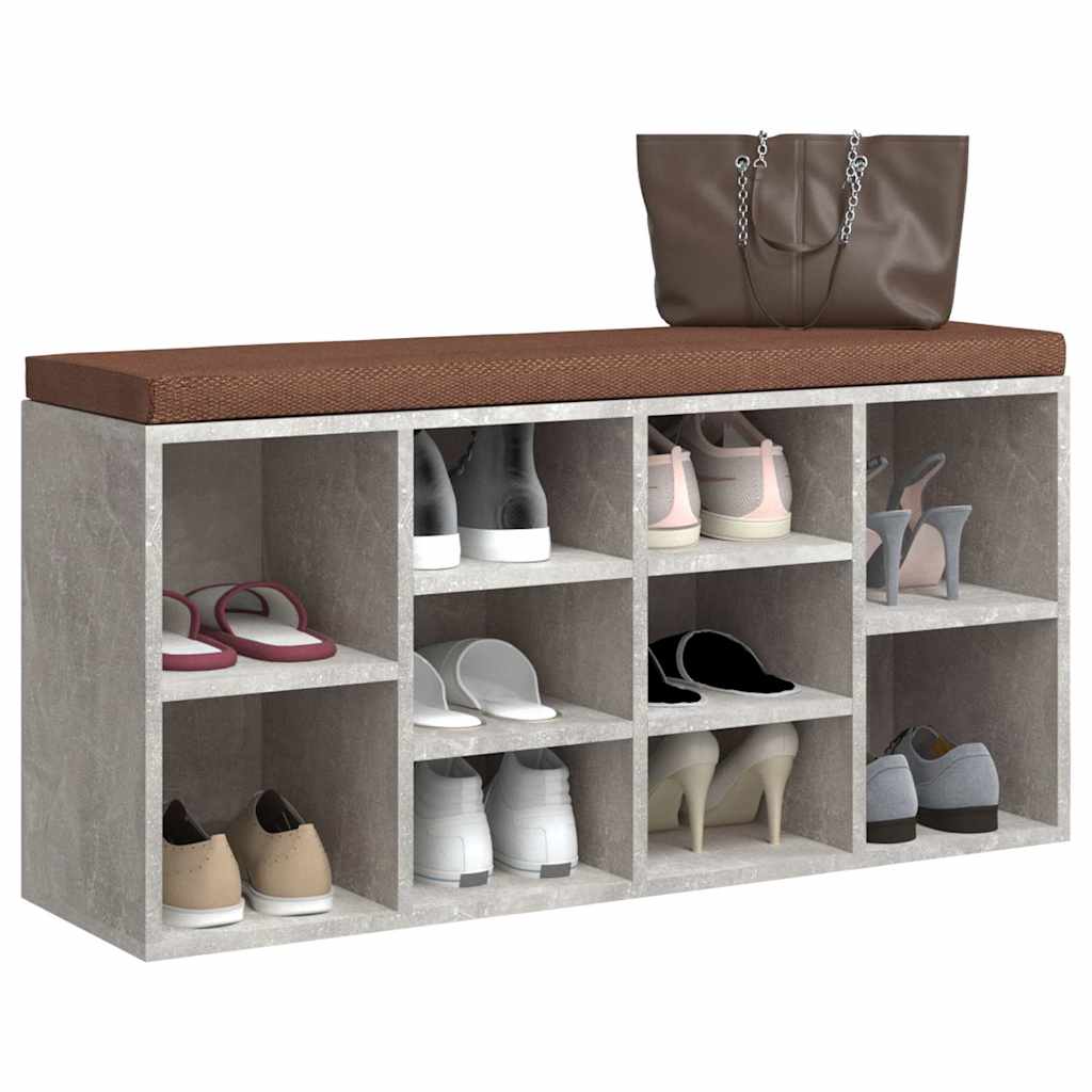 Vidaxl schoenenbank 103x30x48 cm bewerkt hout betongrijs