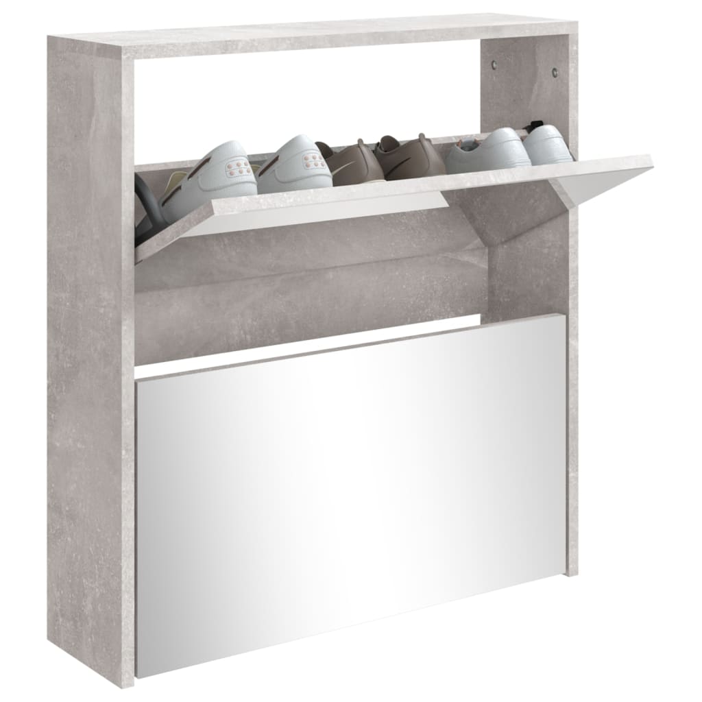 Armoire à chaussures Vidaxl avec miroir 2 couches 63x17x67 cm Prix de béton