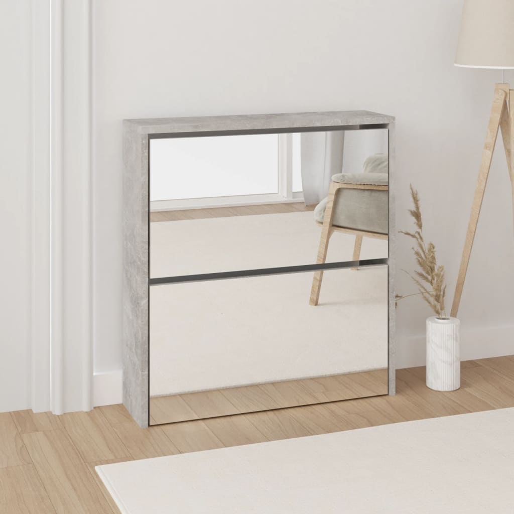 Armoire à chaussures Vidaxl avec miroir 2 couches 63x17x67 cm Prix de béton