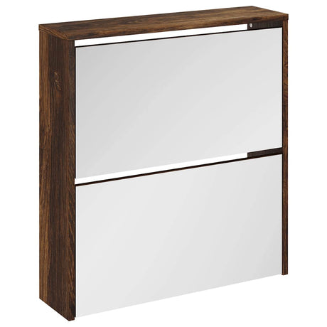 Vidaxx armoire à chaussures avec miroir 2 couches 63x17x67 cm chêne fumé