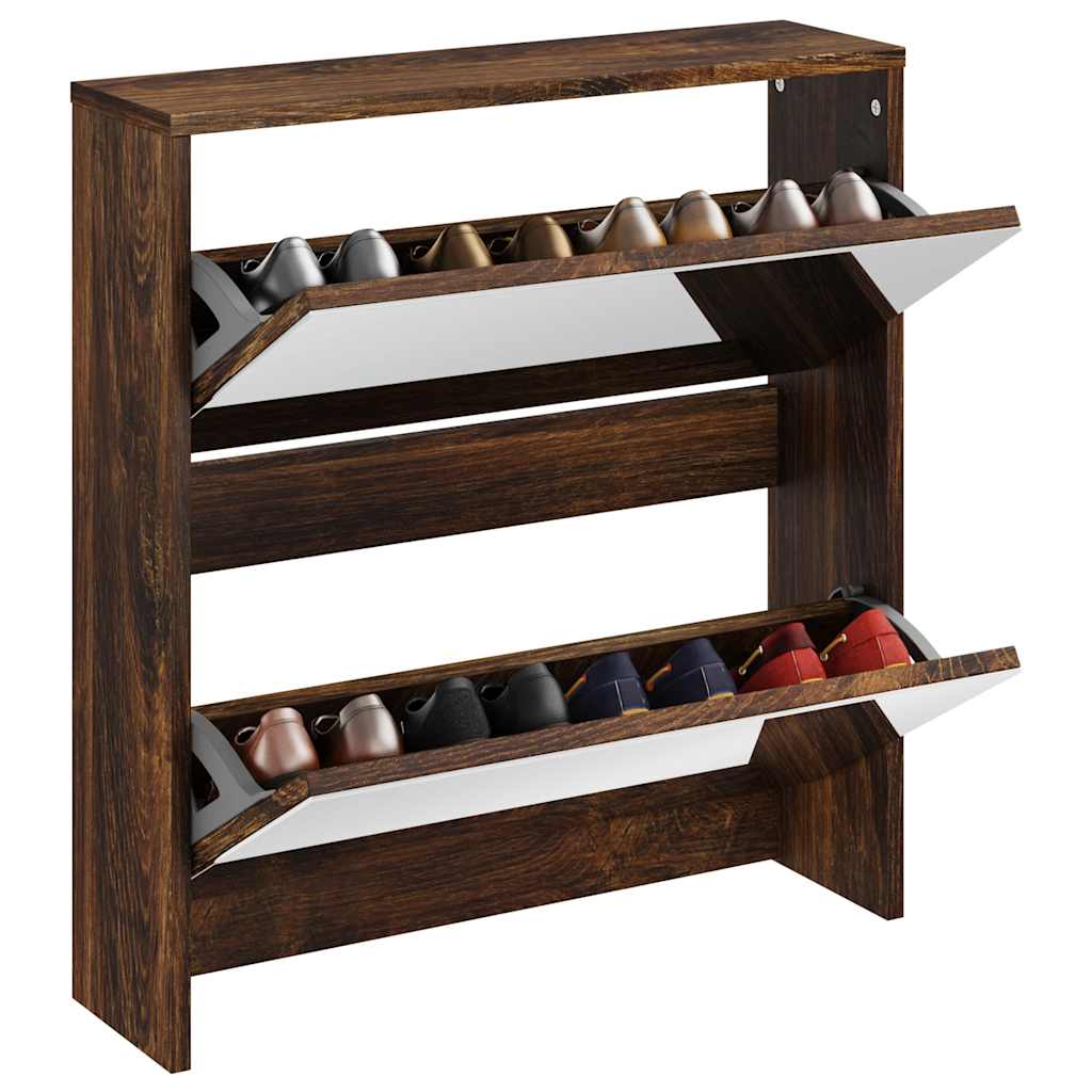 Vidaxx armoire à chaussures avec miroir 2 couches 63x17x67 cm chêne fumé