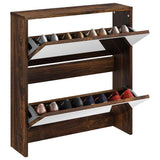 Vidaxx armoire à chaussures avec miroir 2 couches 63x17x67 cm chêne fumé