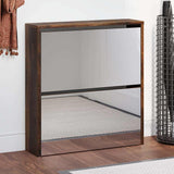 Vidaxx armoire à chaussures avec miroir 2 couches 63x17x67 cm chêne fumé