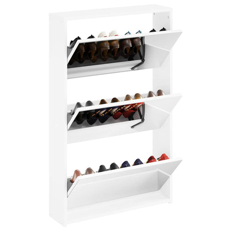 Armoire à chaussures Vidaxl avec miroir à 3 couches 63x17x102,5 cm de haut blanc