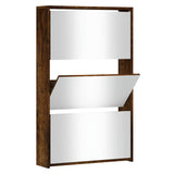 VidaXL shoe cabinet with mirror 3-layer 63x17x102.5 cm smoked oak