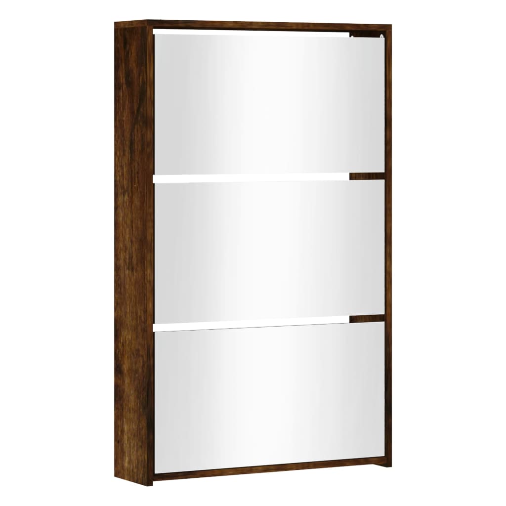 VidaXL shoe cabinet with mirror 3-layer 63x17x102.5 cm smoked oak